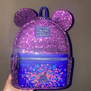 BNWT DisneyParks Loungefly Purple Sequin Mini Backpack